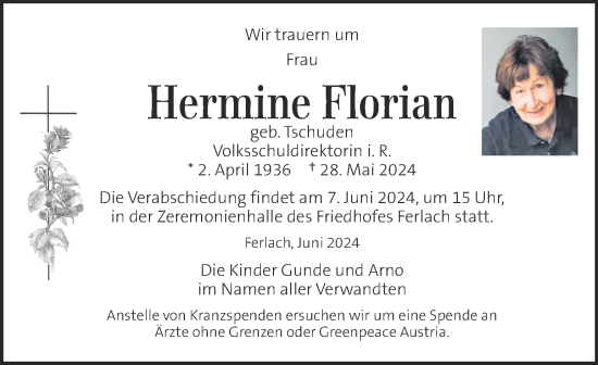Traueranzeige von Hermine Florian von Kleine Zeitung
