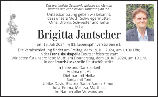 Traueranzeige von Brigitta Jantscher von Kleine Zeitung