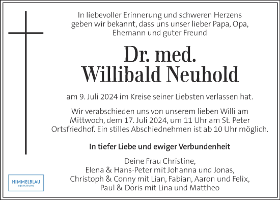 Traueranzeige von Willibald Neuhold von Kleine Zeitung