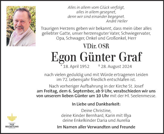 Traueranzeige von Egon Günter Graf von Kleine Zeitung