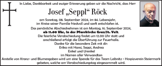 Traueranzeige von Josef Röck von Kleine Zeitung