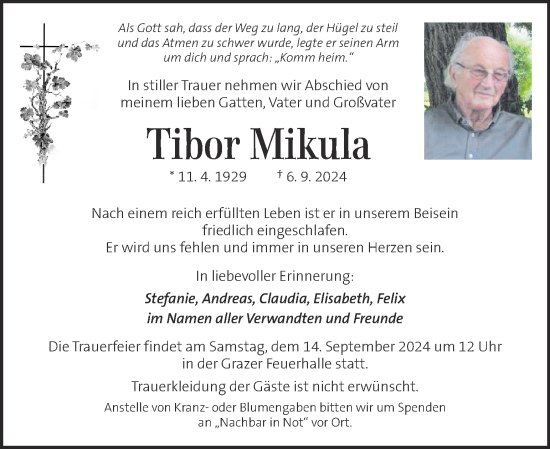 Traueranzeige von Tibor Mikula von Kleine Zeitung