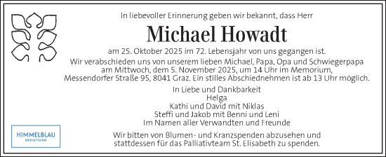 Traueranzeige von Michael Howadt von Kleine Zeitung