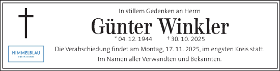 Traueranzeige von Günter Winkler von Kleine Zeitung