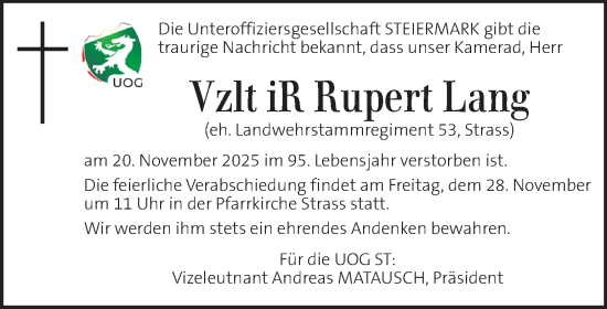 Traueranzeige von Rupert Lang von Kleine Zeitung