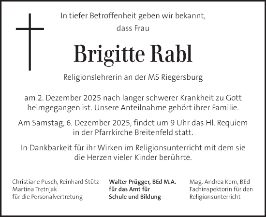 Traueranzeige von Brigitte Rabl von Kleine Zeitung