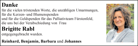 Traueranzeige von Brigitte Rabl von Kleine Zeitung