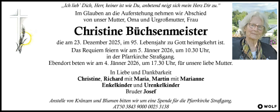 Traueranzeige von Christine Büchsenmeister von Kleine Zeitung