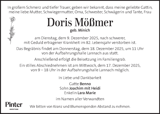 Traueranzeige von Doris Mößmer von Kleine Zeitung