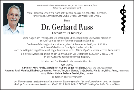 Traueranzeige von Gerhard Russ von Kleine Zeitung