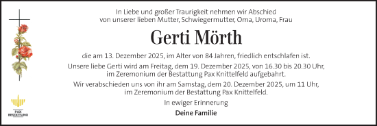 Traueranzeige von Gerti Mörth von Kleine Zeitung