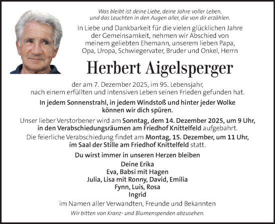 Traueranzeige von Herbert Aigelsperger von Kleine Zeitung