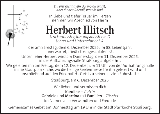 Traueranzeige von Herbert Illitsch von Kleine Zeitung