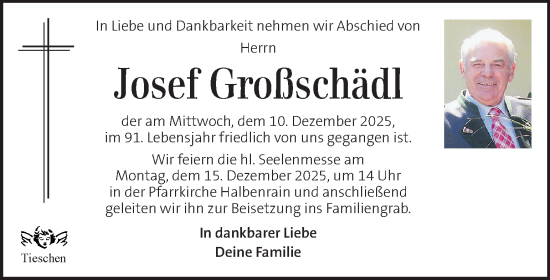 Traueranzeige von Josef Großschädl von Kleine Zeitung