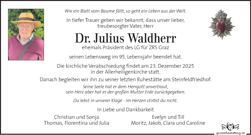  Traueranzeige für Julius Waldherr vom 12.12.2025 aus Kleine Zeitung