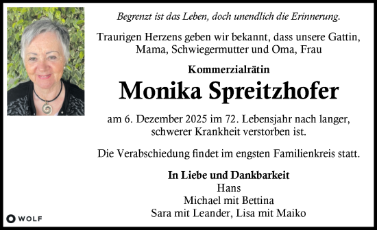 Traueranzeige von Monika Spreitzhofer von Kleine Zeitung