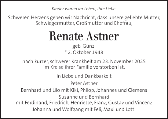 Traueranzeige von Renate Astner von Kleine Zeitung