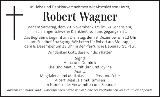Traueranzeige von Robert Wagner von Kleine Zeitung