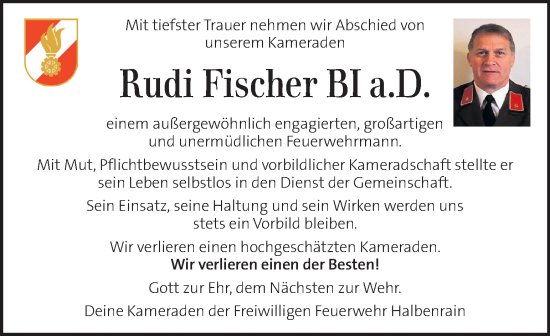 Traueranzeige von Rudi Fischer von Kleine Zeitung