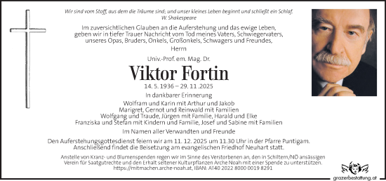 Traueranzeige von Viktor Fortin von Kleine Zeitung
