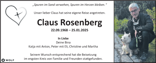 Traueranzeige von Claus Rosenberg von Kleine Zeitung