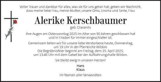 Traueranzeige von Alerike Kerschbaumer von Kleine Zeitung