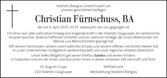 Traueranzeige von Christian Fürnschuss von Kleine Zeitung