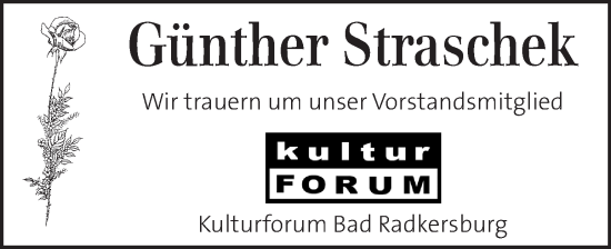 Traueranzeige von Günther Straschek von Kleine Zeitung
