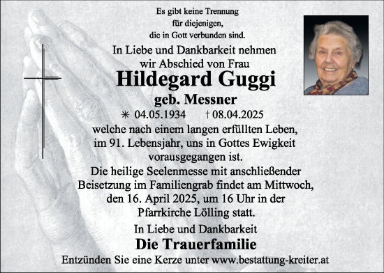 Traueranzeige von Hildegard Guggi von Kleine Zeitung