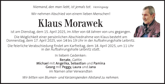 Traueranzeige von Klaus Morawek von Kleine Zeitung