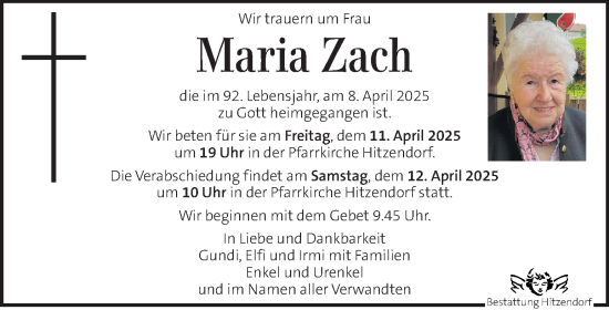 Traueranzeige von Maria Zach von Kleine Zeitung
