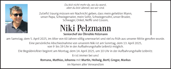 Traueranzeige von Niki Pelzmann von Kleine Zeitung