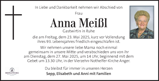 Traueranzeige von Anna Meißl von Kleine Zeitung