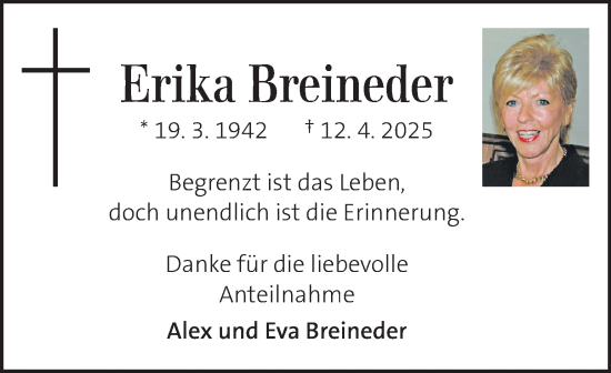 Traueranzeige von Erika Breineder von Kleine Zeitung