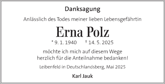 Traueranzeige von Erna Polz von Kleine Zeitung
