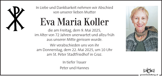 Traueranzeige von Eva Maria Koller von Kleine Zeitung