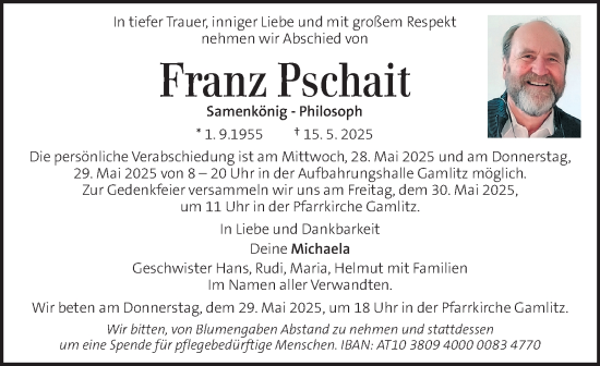 Traueranzeige von Franz Pschait von Kleine Zeitung