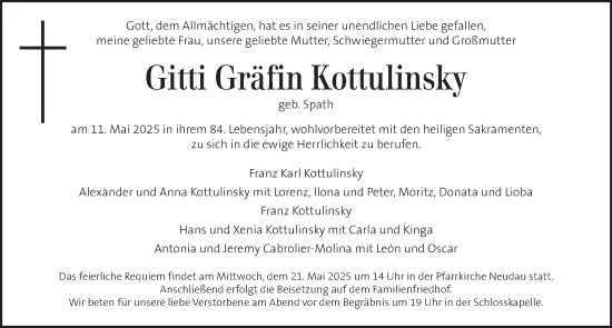 Traueranzeige von Gitti Gräfin Kottulinsky von Kleine Zeitung