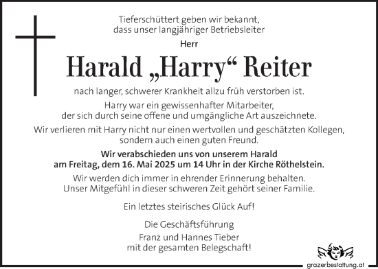 Traueranzeige von Harald Reiter von Kleine Zeitung