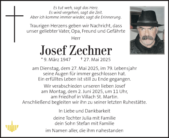 Traueranzeige von Josef Zechner von Kleine Zeitung