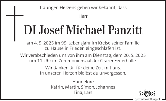 Traueranzeige von Josef Michael Panzitt von Kleine Zeitung