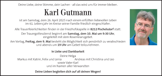 Traueranzeige von Karl Gutmann von Kleine Zeitung