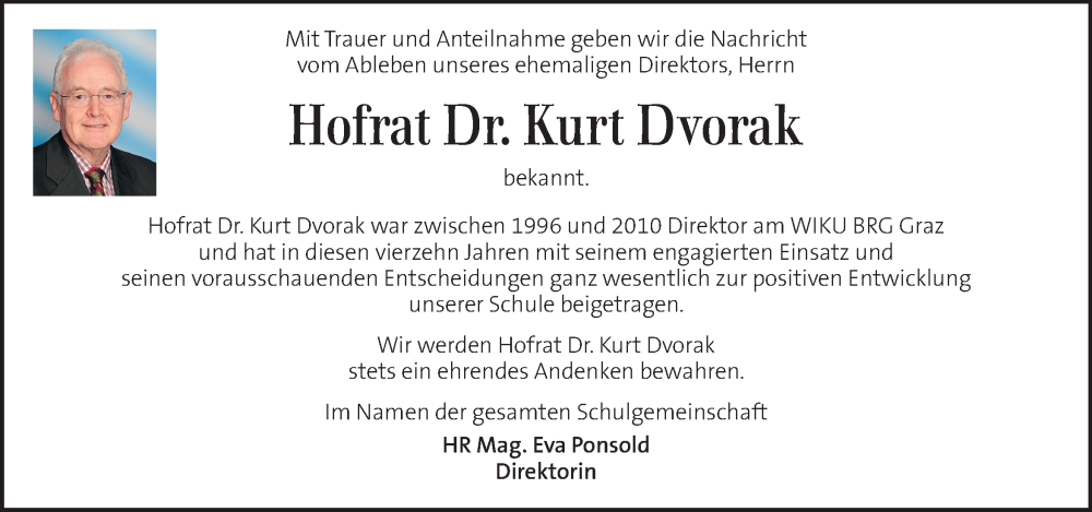  Traueranzeige für Kurt Dvorak vom 06.05.2025 aus Kleine Zeitung