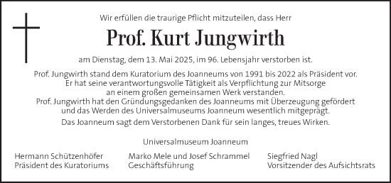 Traueranzeige von Kurt Jungwirth von Kleine Zeitung