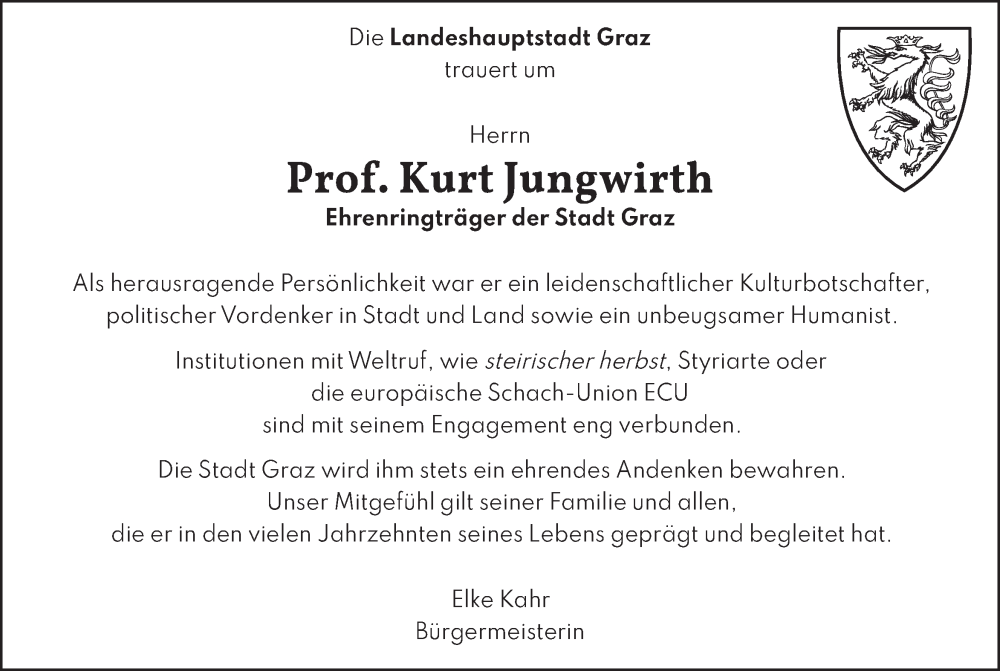  Traueranzeige für Kurt Jungwirth vom 18.05.2025 aus Kleine Zeitung