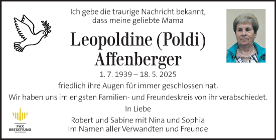 Traueranzeige von Leopoldine Affenberger von Kleine Zeitung