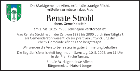 Traueranzeige von Renate Strobl von Kleine Zeitung