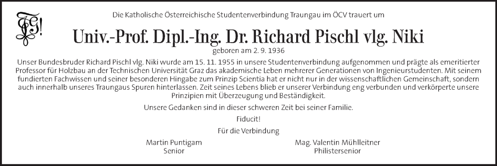  Traueranzeige für Richard Pischl vom 11.05.2025 aus Kleine Zeitung