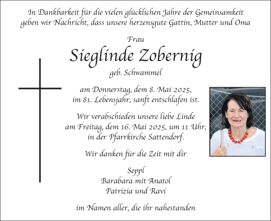 Traueranzeige von Sieglinde Zobernig von Kleine Zeitung