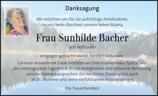 Traueranzeige von Sunhilde Bacher von Kleine Zeitung